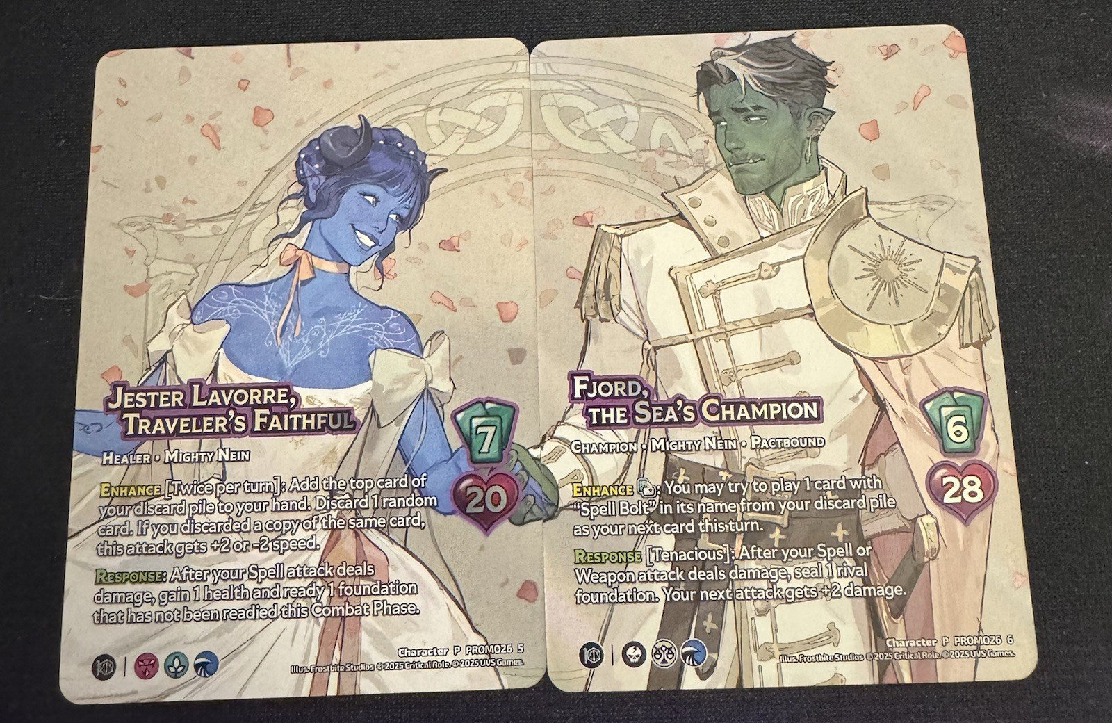 Critical Role: Jester Lavorre and Fjord Wedding PAX Unplugged TCG Promo Card Set