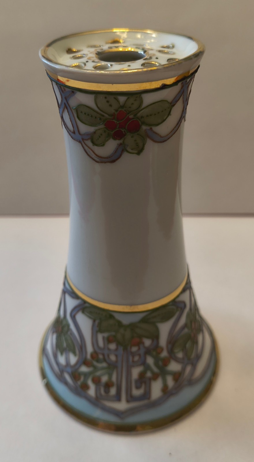 Antique Gilded Nippon Porcelain Hat Pin Holder