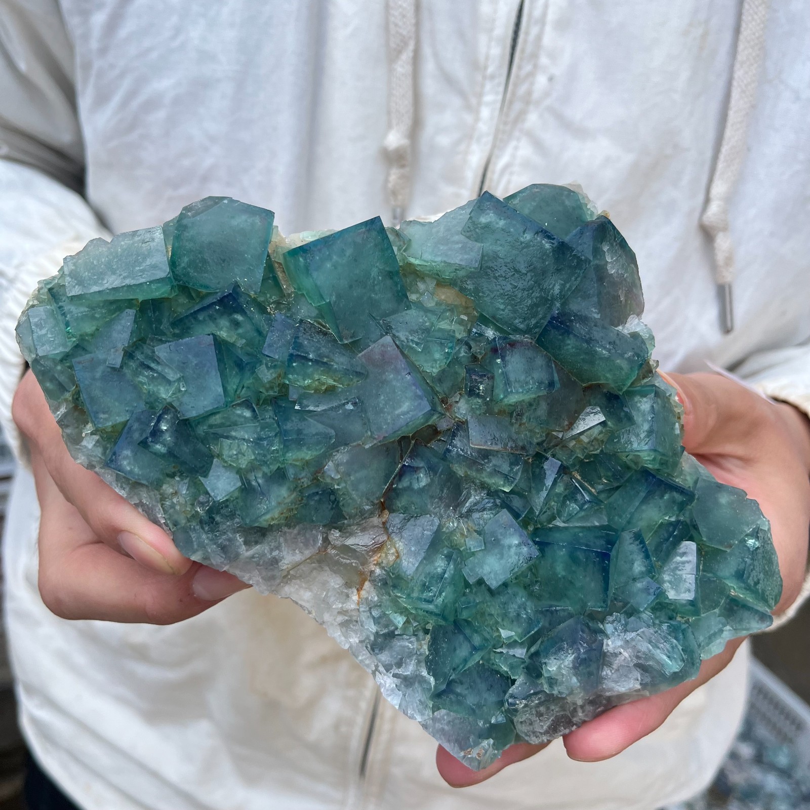 3.6LB NATURAL Green Cube FLUORITE Quartz Crystal Cluster Mineral Specimen