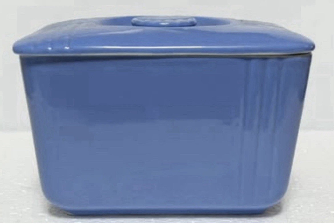 1930’s Hall China Co. Westinghouse Blue Covered Butter Refrigerator Dish Vintage