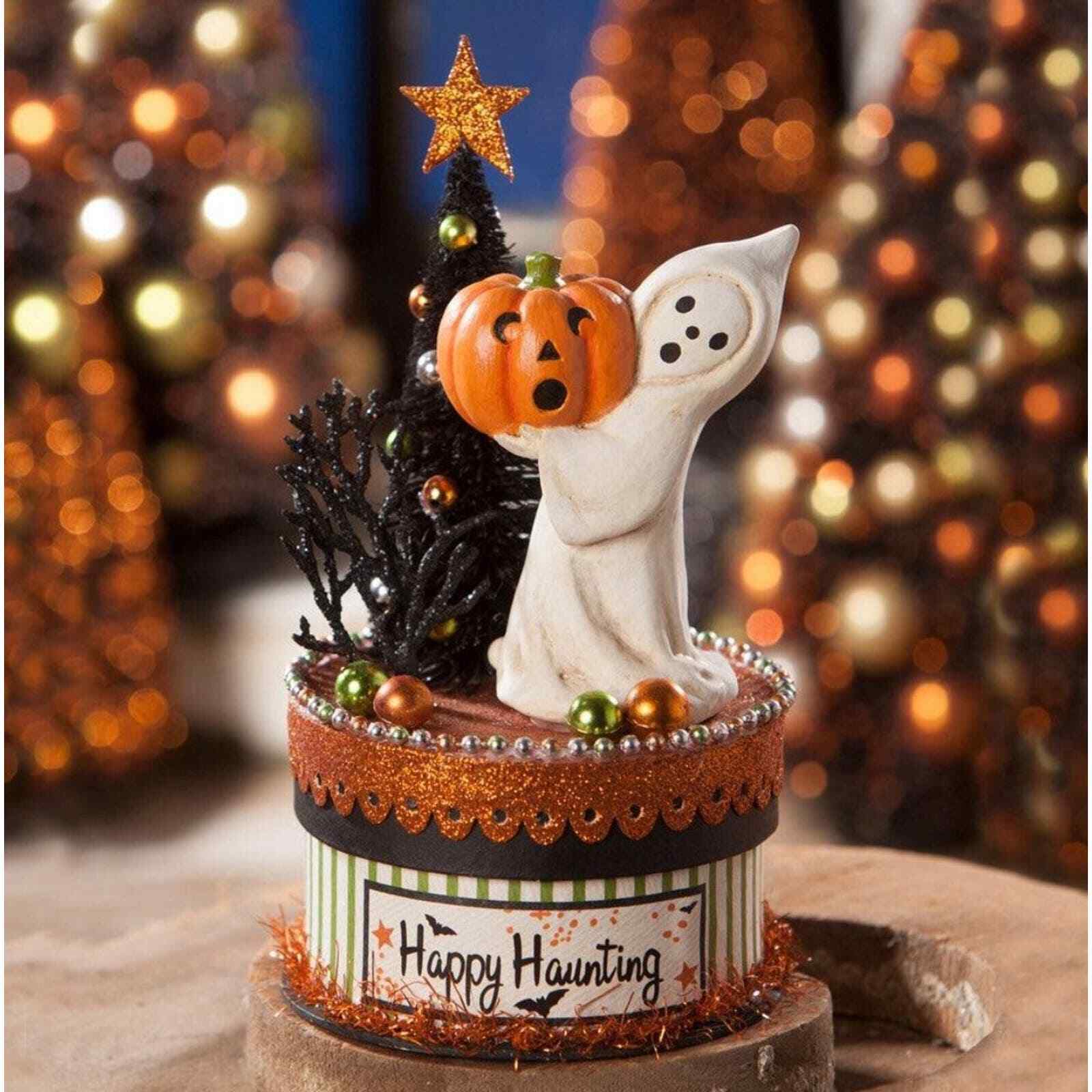 New Bethany Lowe Happy Haunting Ghost On Box Halloween Vintage Inspired Decor New Bethany Lowe Happy Haunting Ghost On Box Halloween Vintage Inspired Decor