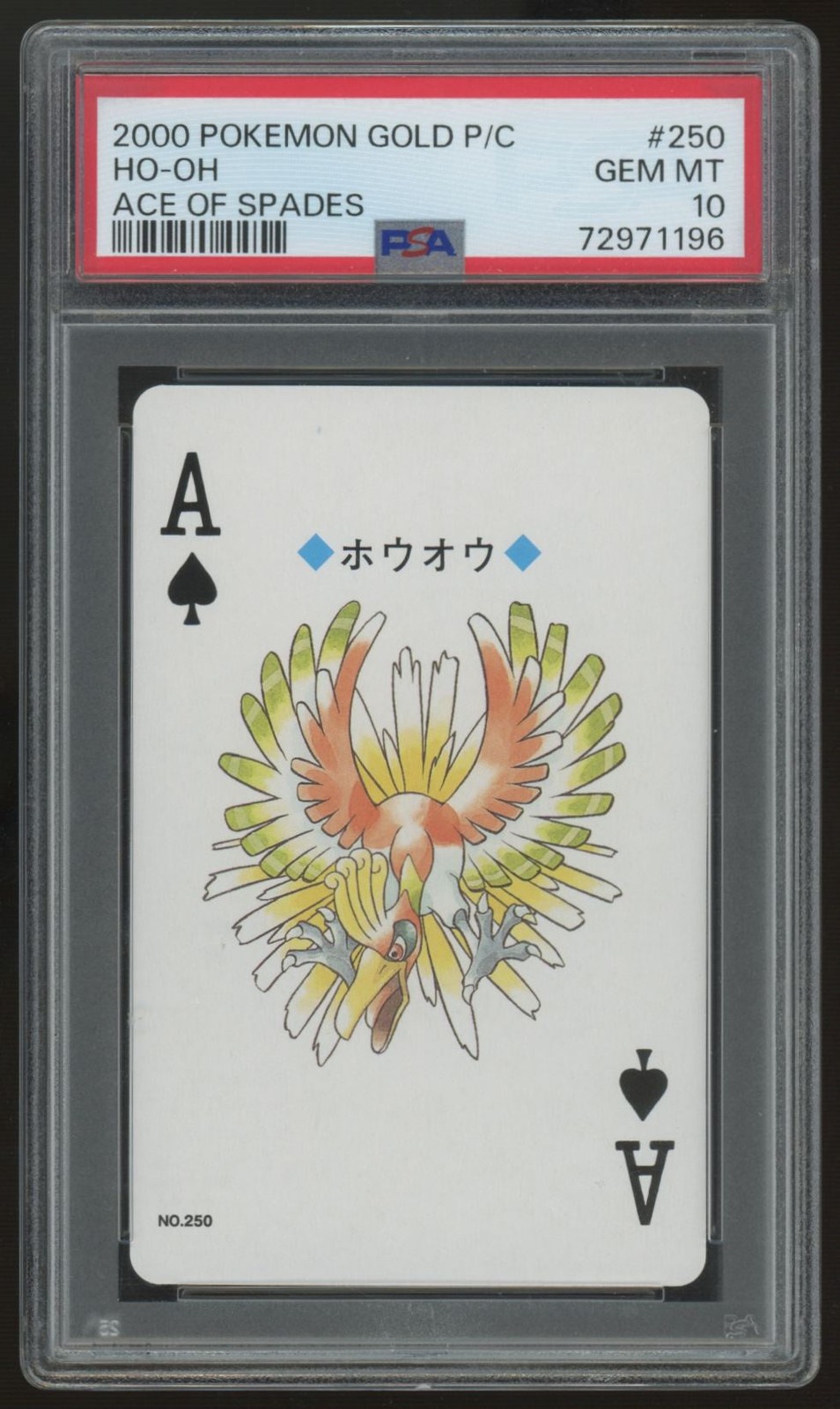 2000 Pokemon Ho-oh Ace of Spades Gold Playing Card #25 PSA 10