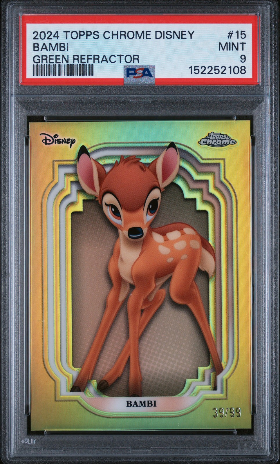 2024 Topps Chrome Disney #15 Bambi Green Refractor PSA 9