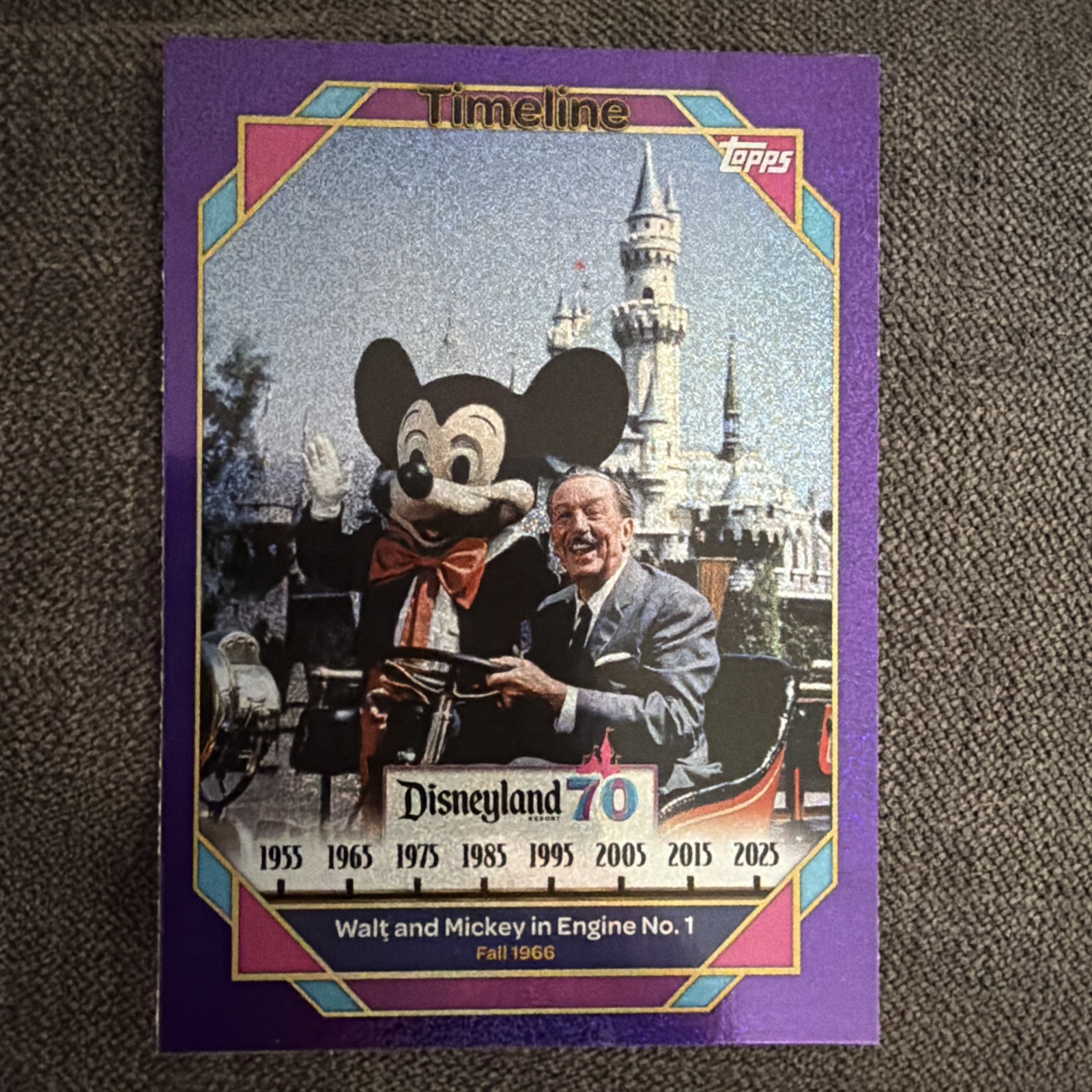 Topps Disneyland 70th Anniversary Walt And Mickey In Engine No 1 Purple Shimmer Topps Disneyland 70th Anniversary Walt And Mickey In Engine No 1 Purple Shimmer