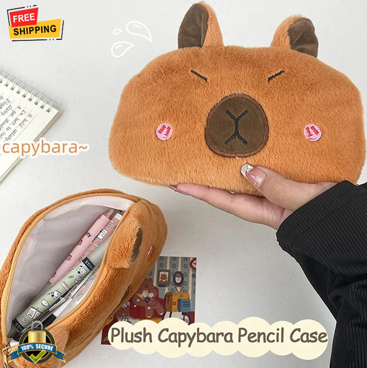 1 pc Cute Capybara Plush Pencil Case – Large Capacity Pen & Cosmetic Pouch