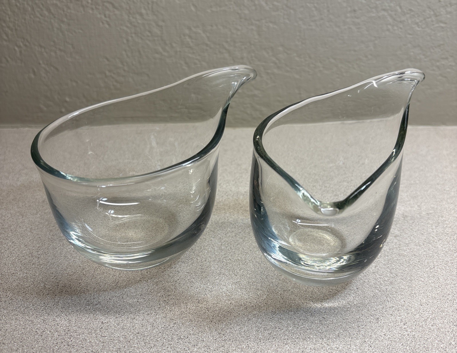 Vtg Holmegaard Per Lütken Clear Glass Vipstjert Wagtail Sugar Creamer Set MCM