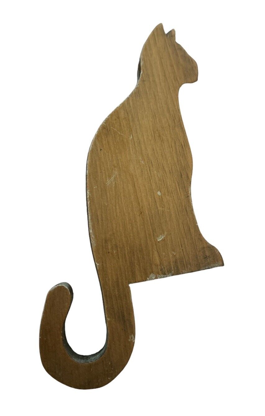 Vintage Solid Wood Cat Silhouette Shelf Sitter Mantel 8