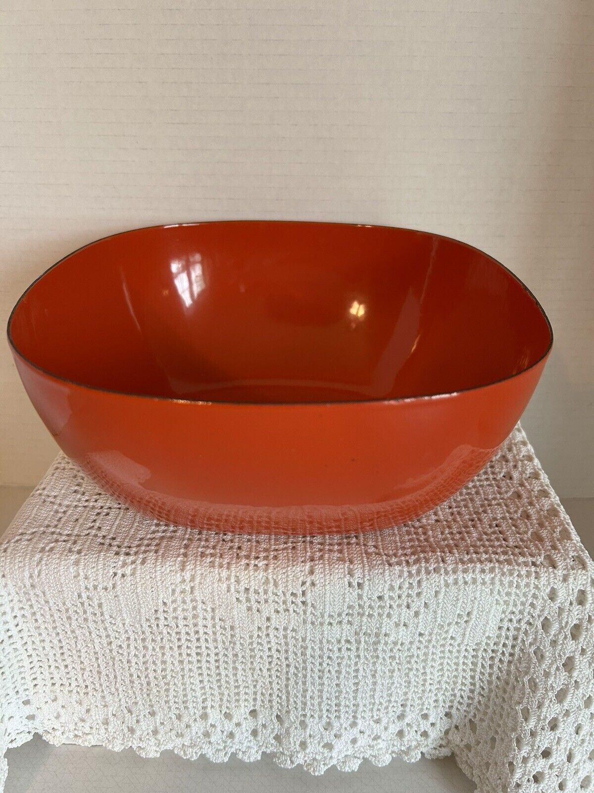 Catherineholm Holland Vtg. 8” Enamelware Salad Bowl Lava Orange