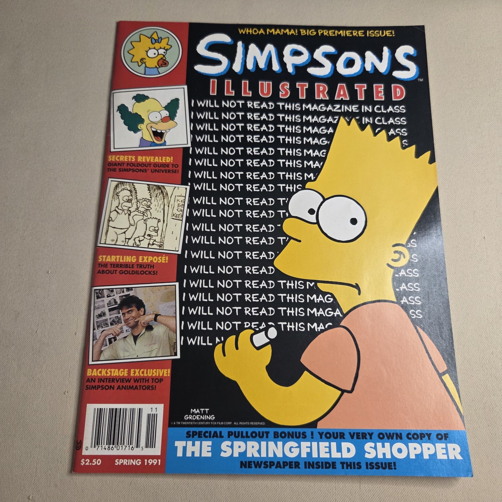 Coll/Vtg: RARE 1991 Simpsons Illustrated #1 Premiere Issue Inserts