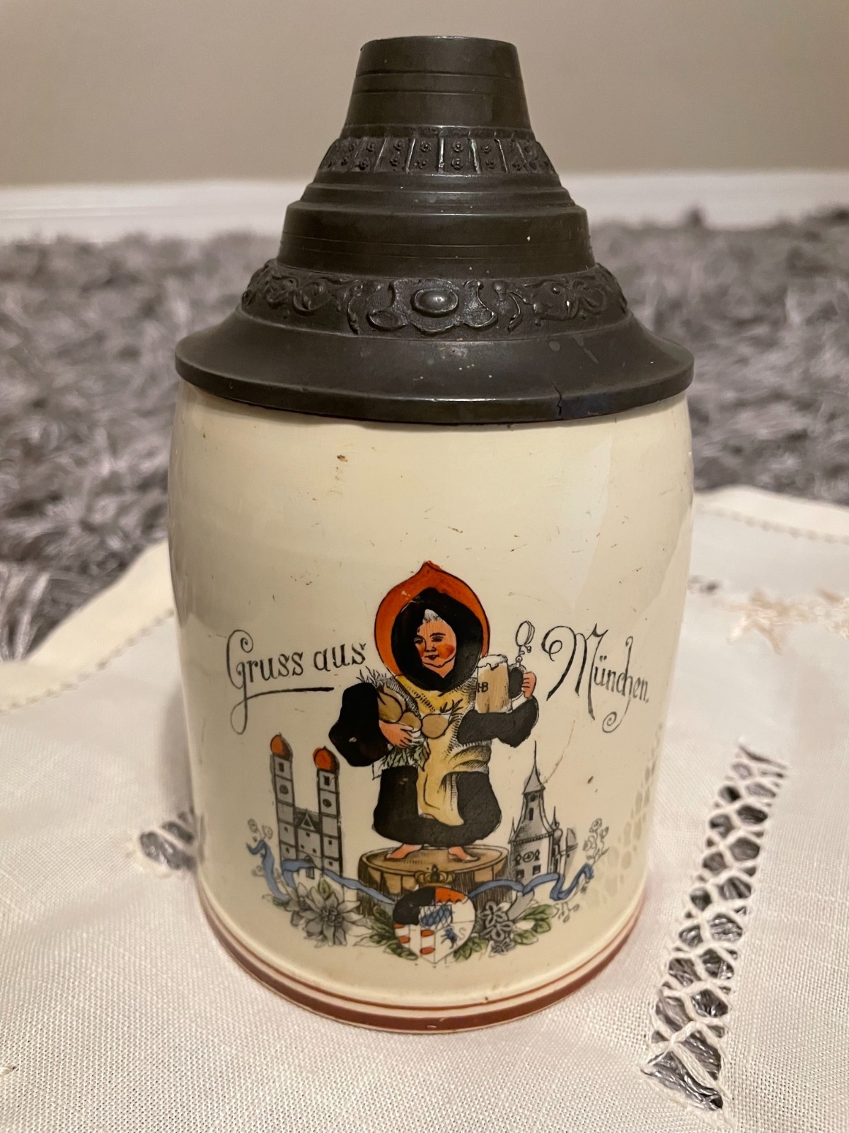 Gruss Aus Munchen vintage german ceramic beer stein