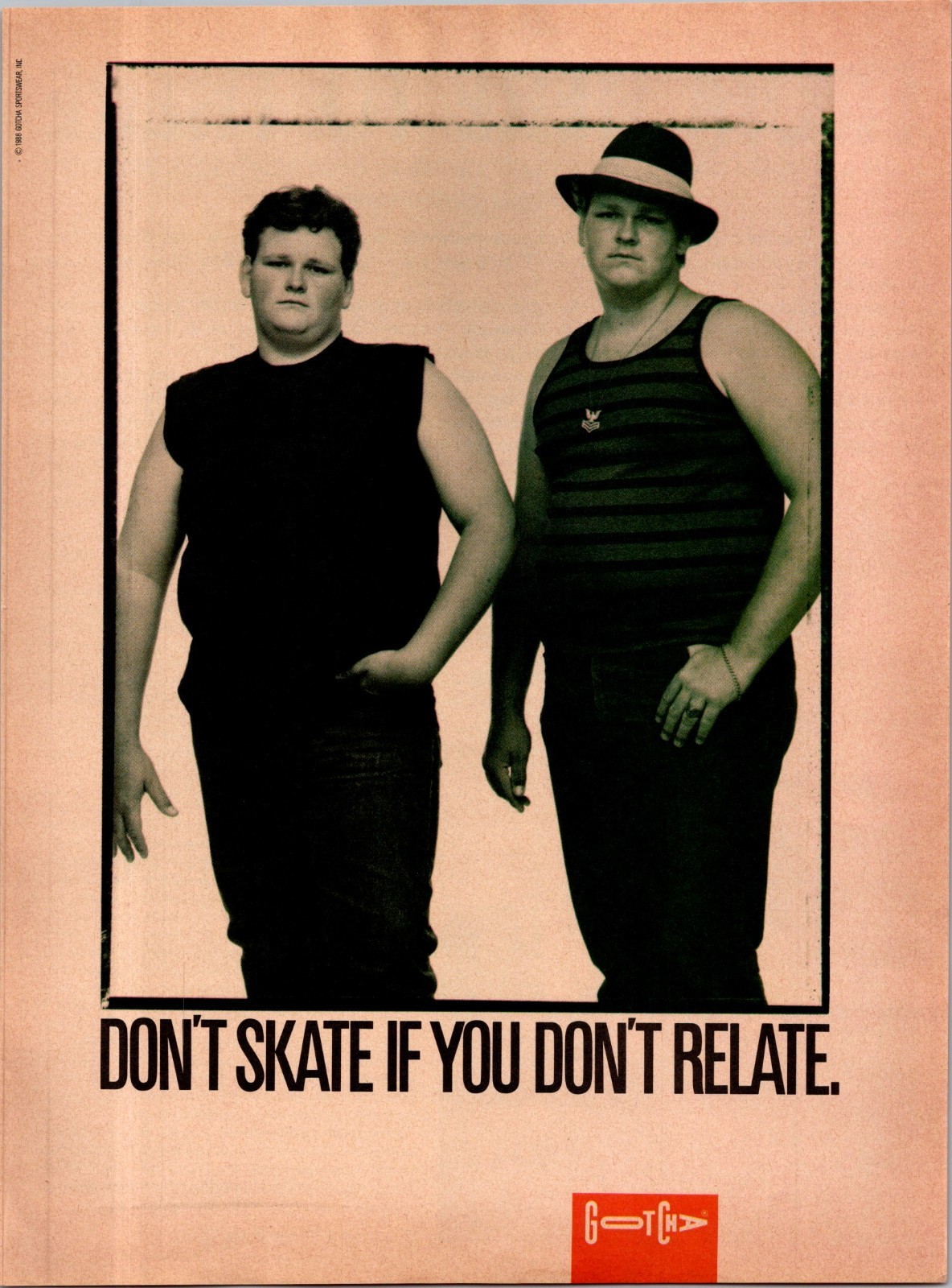 1988 Gotcha Skate Print Ad • kooks posers  Skateboard 1980s KA.17