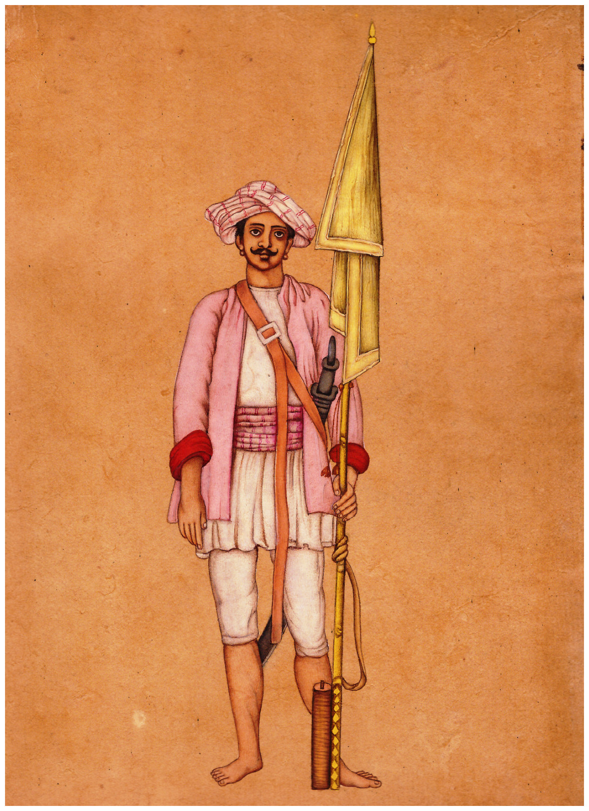 Vintage 1980\'s Fine Detailed Portrait Indian Men company School Style Painting