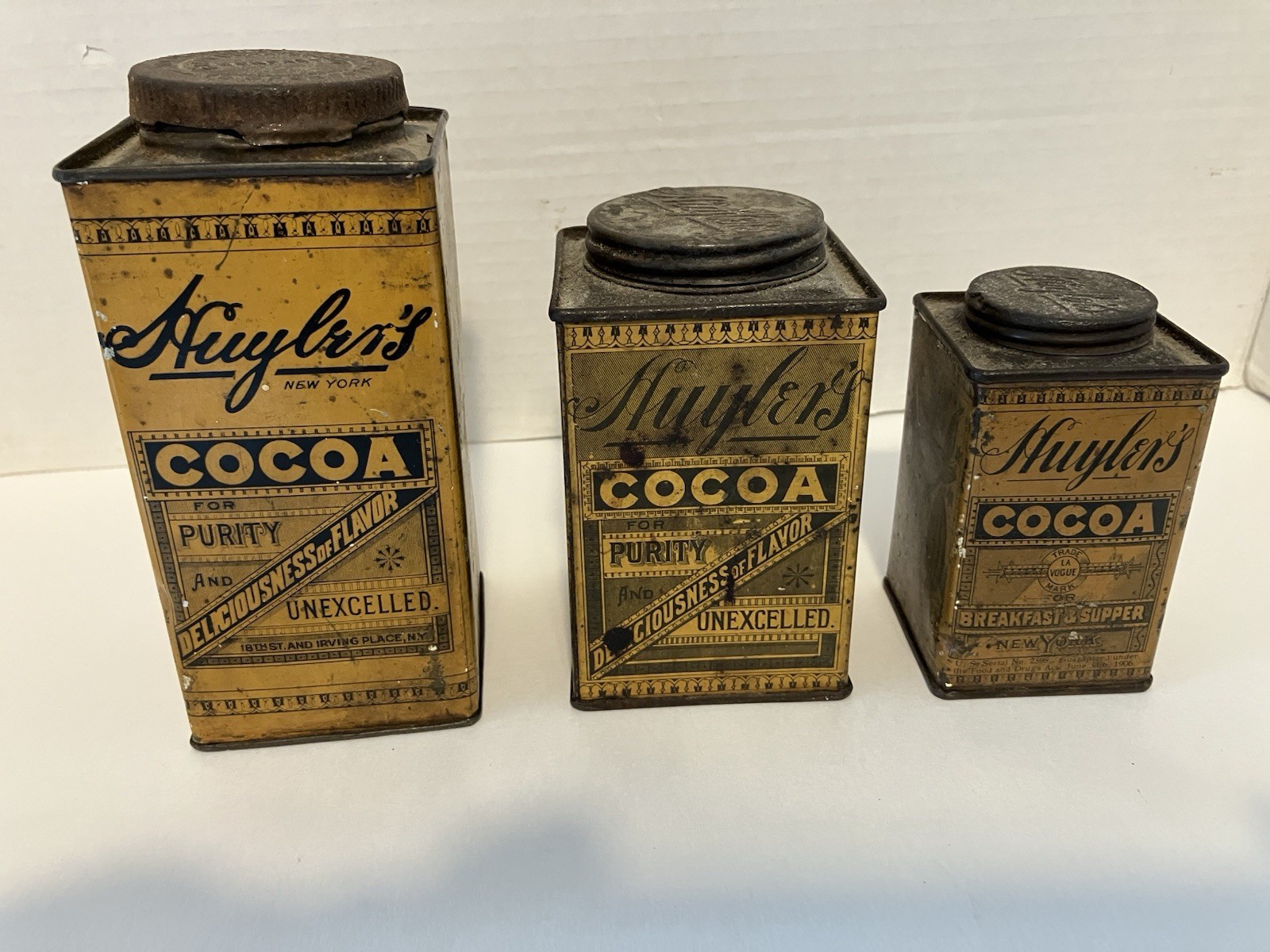 Antique Huylers Cocoa Tins
