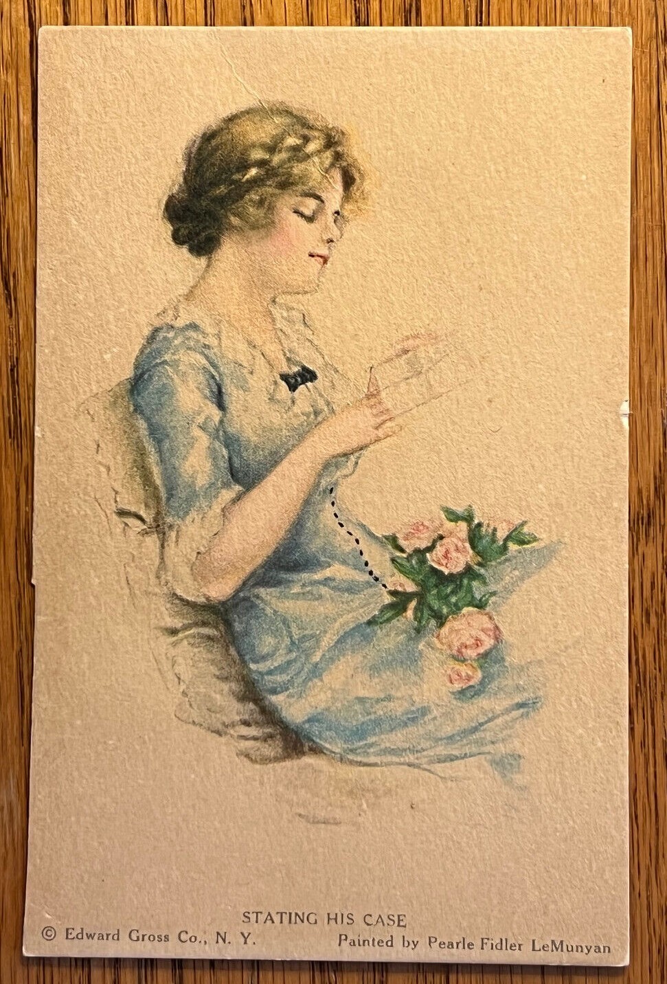 A/S Signed Pearl Fidler LeMunyan, Stating His Case; Reading Letter ca 1910 PC