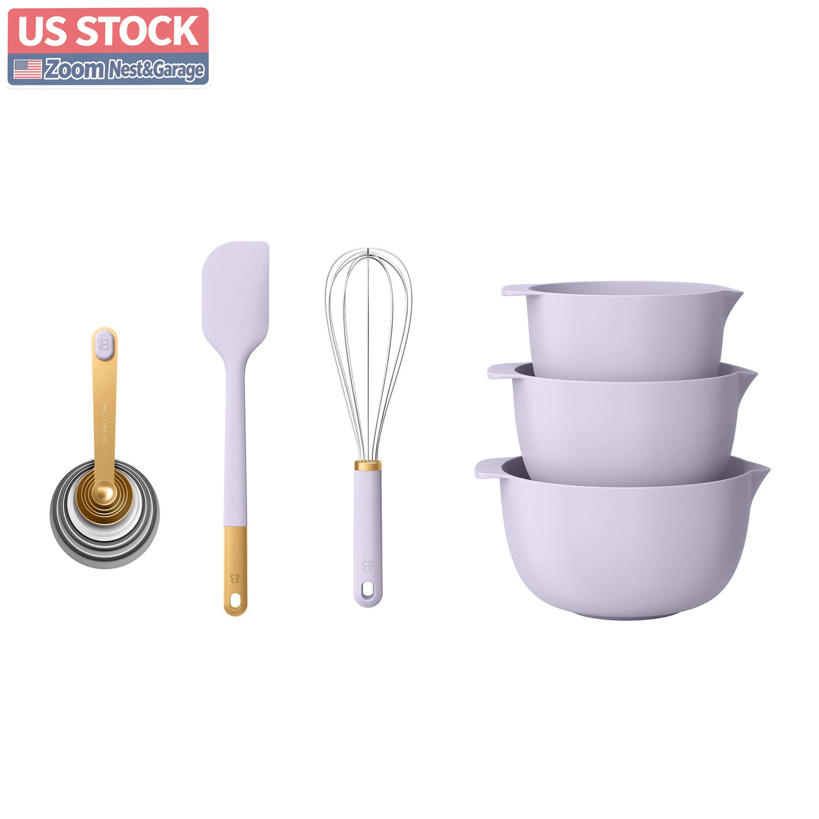 US Stock Beautiful Drew Barrymore 14 Piece Mix and Measure Set Lavender