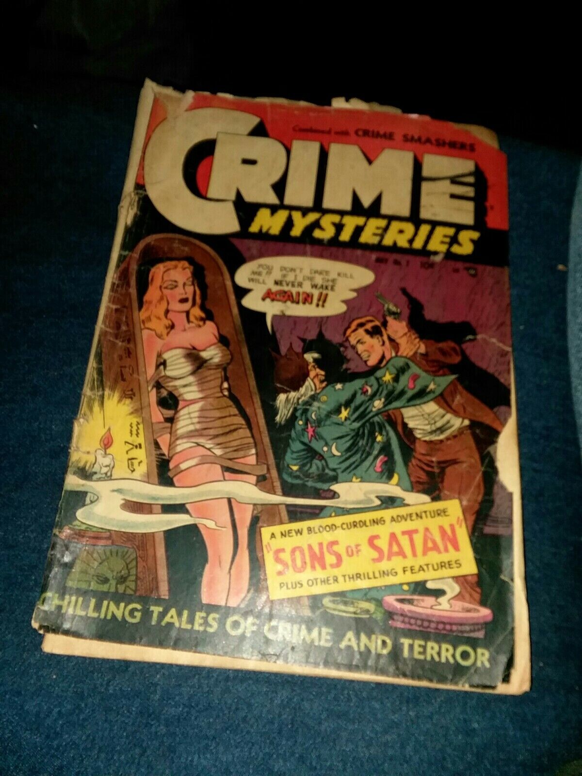 CRIME MYSTERIES 7 ribage comics 1953 golden age Horror crime GGA bondage cover