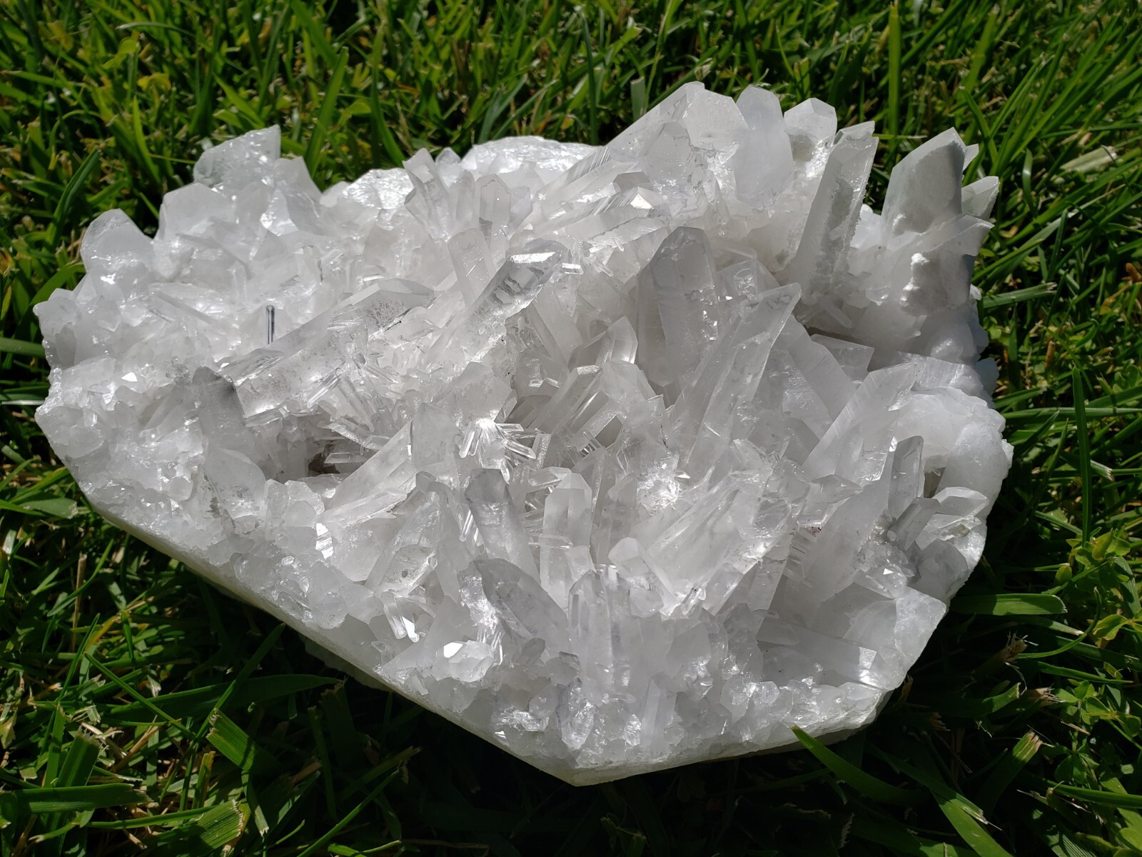 Large Natural White Clear Quartz Crystal Cluster Specimen, 4240g or 9.6 lbs