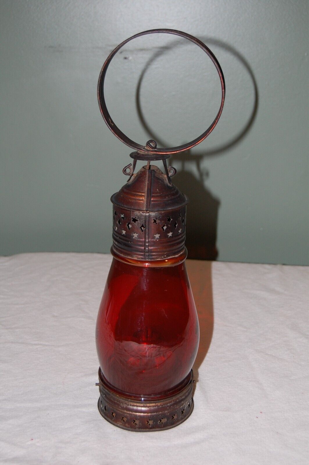 19th Century Whale Oil Railroad Lantern, Fixed Globe, Wrist Loop, Skaters Lamp.
