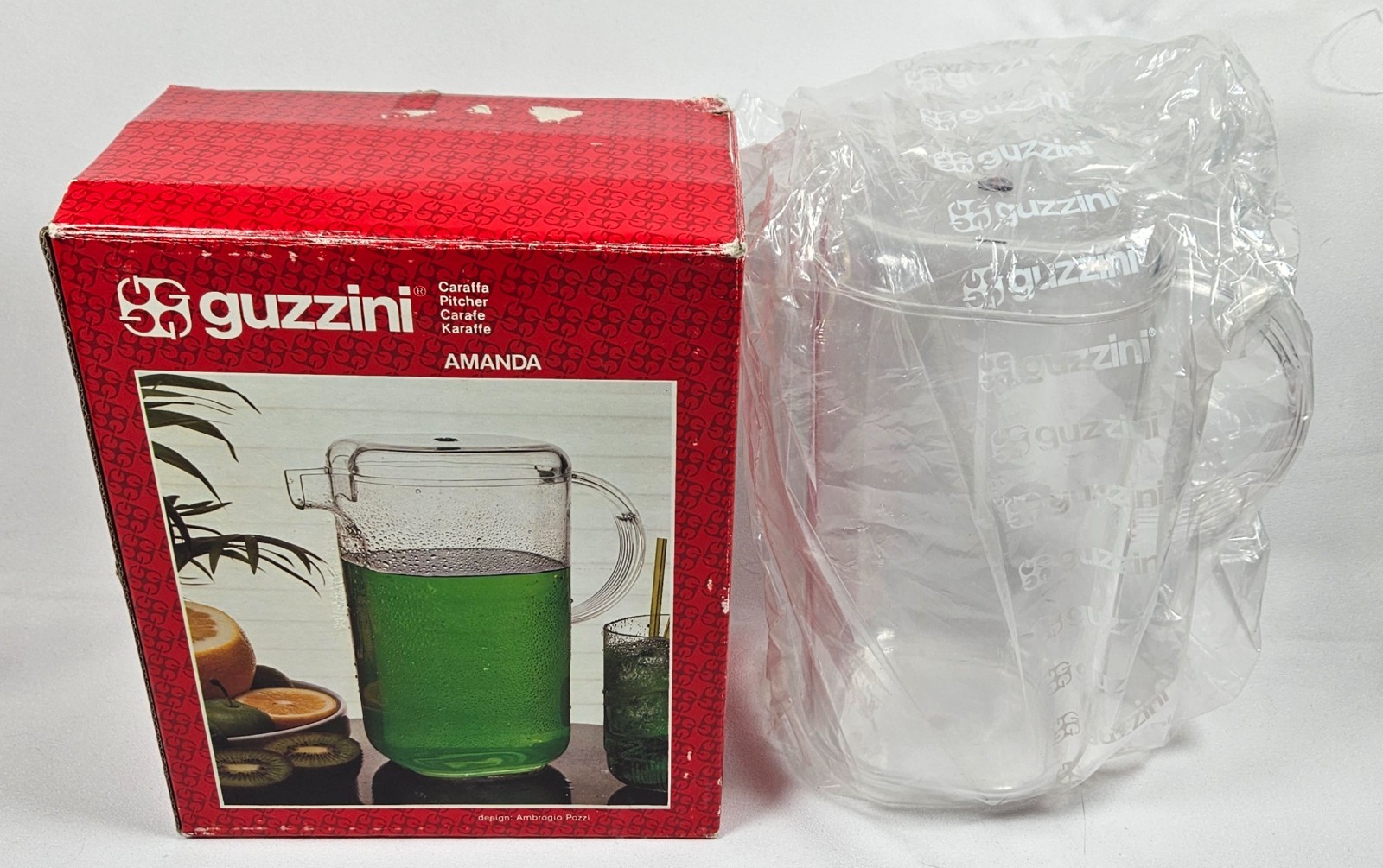 Vintage Mid Century Modern Guzzini Amanda Lucite Pitcher Retro Italian InBox MCM