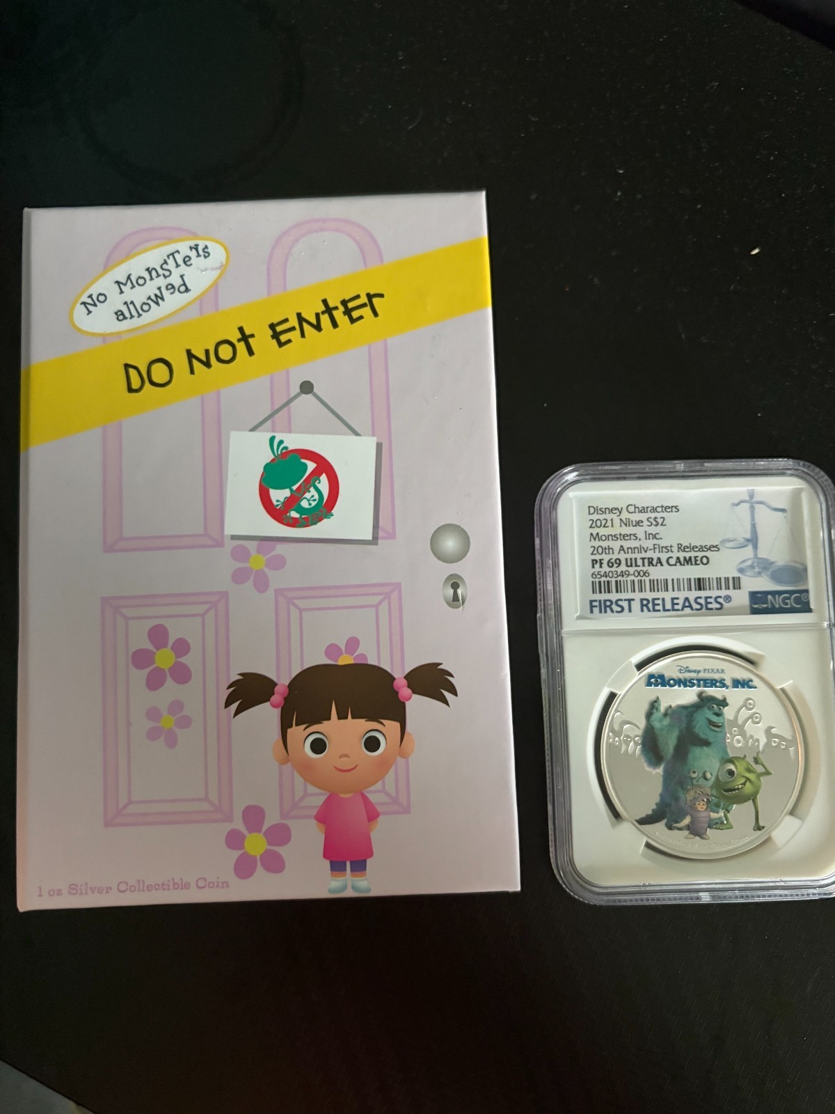 2021 Niue S$2 Disney Monsters Inc. 20th Anniv. 1 oz Silver PF69 NGC UCAM BOX/COA