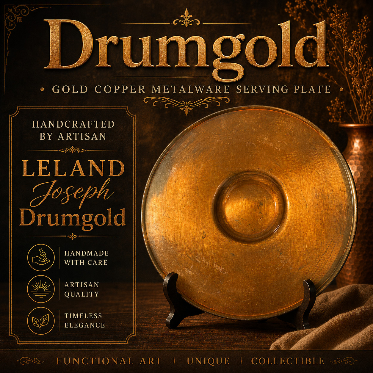 Vintage Drumgold Copper Serving Tray /Decorative Piece 11.5\