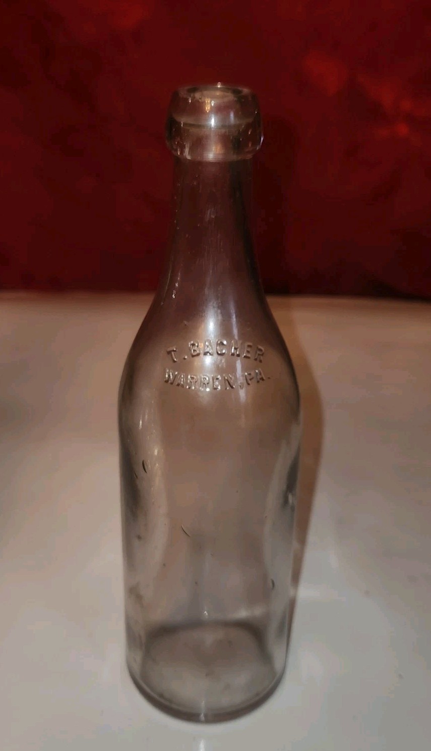 ANTIQUE (early) T. BACHER WARREN PA. BOTTLE VERY RARE. 