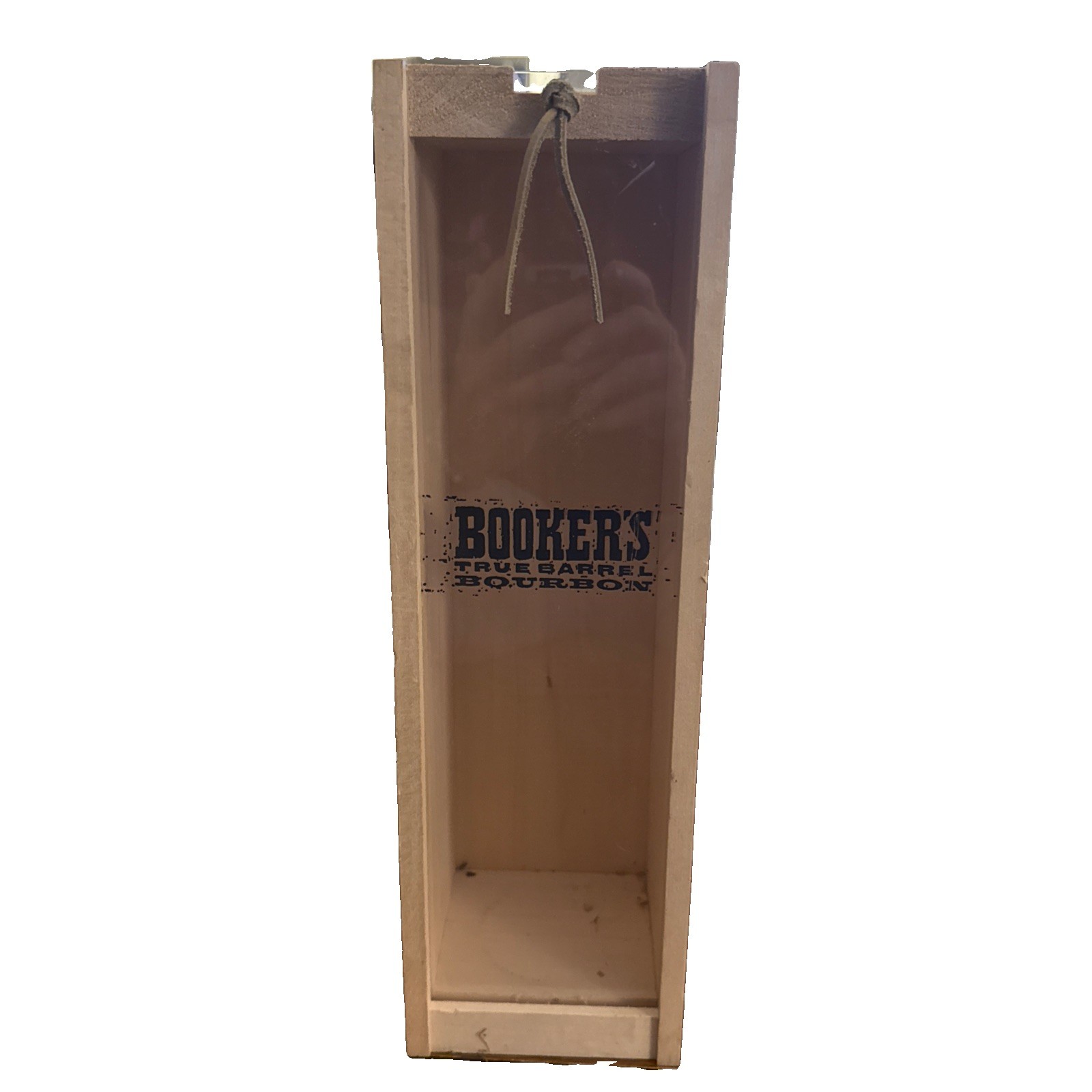 Booker\'s True Barrel Bourbon Empty Wooden Box w/ Plastic Logo Sliding Lid Booker\'s True Barrel Bourbon Empty Wooden Box w/ Plastic Logo Sliding Lid