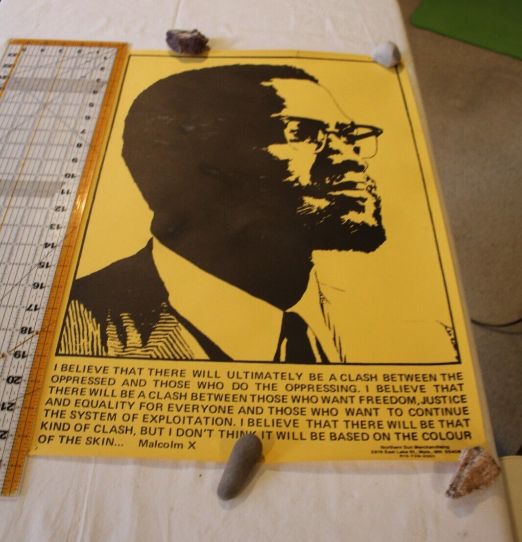 Black Civil Rights Poster Black Malcolm X BLACK LIBERATION PRESS reproduction