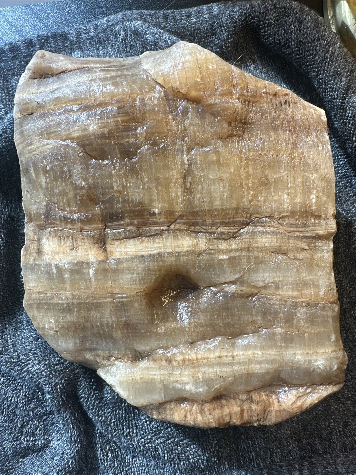 Banded Honey Calcite Statement Piece LARGE - ≈5lb - FOUND IN USA- UV GLOWS GREEN