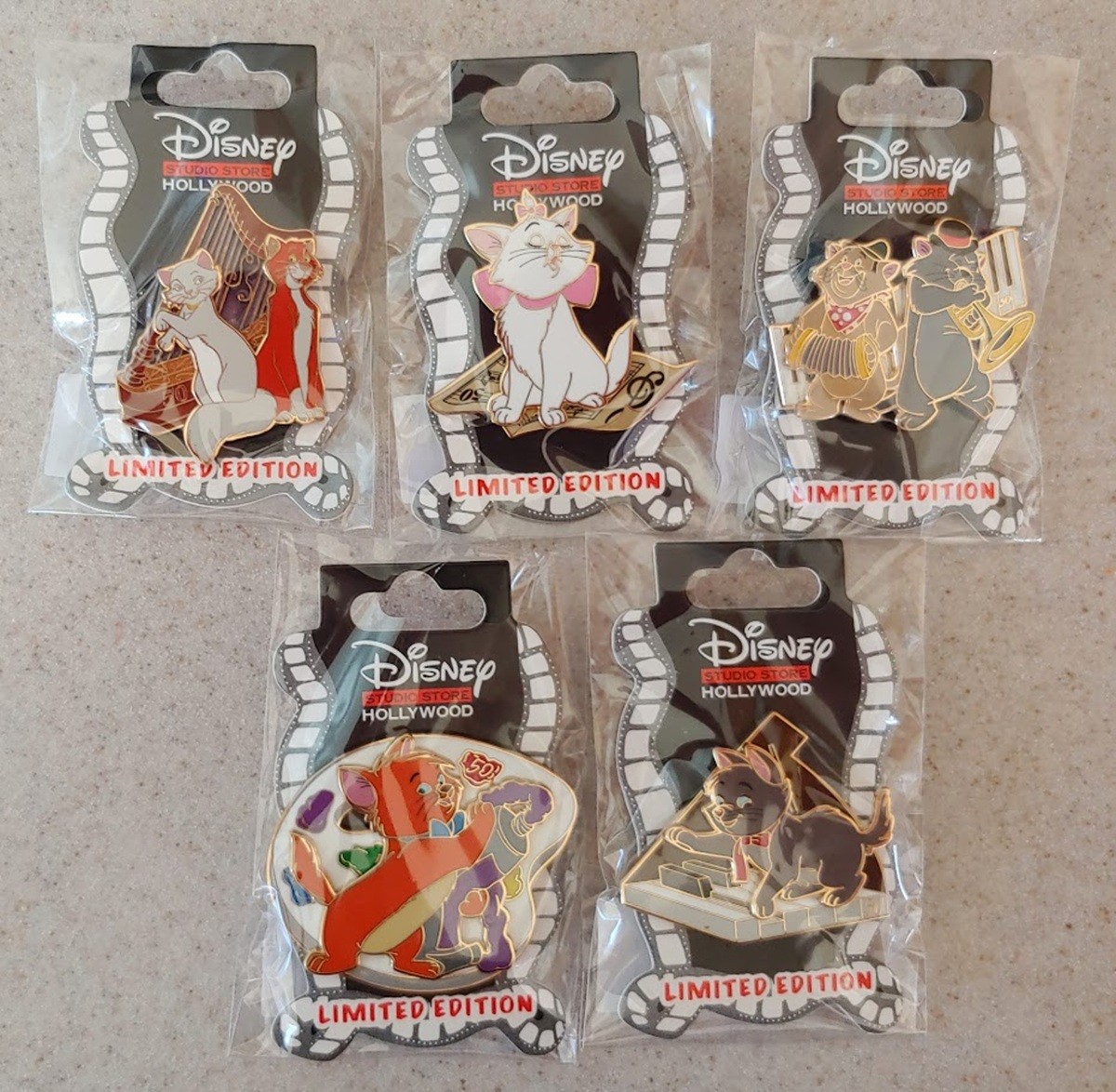 Disney Pin DSSH The Aristocats 50th Anniversary Set 5 pins Marie Duchess OMalley