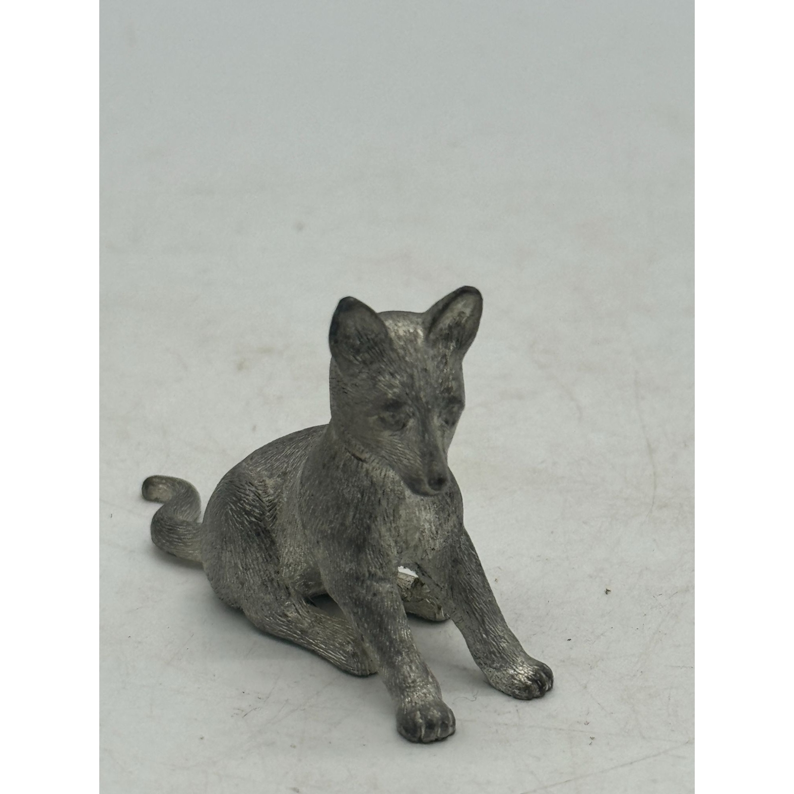 Vintage MM Pewter Baby Fox Dog Miniature Figurine