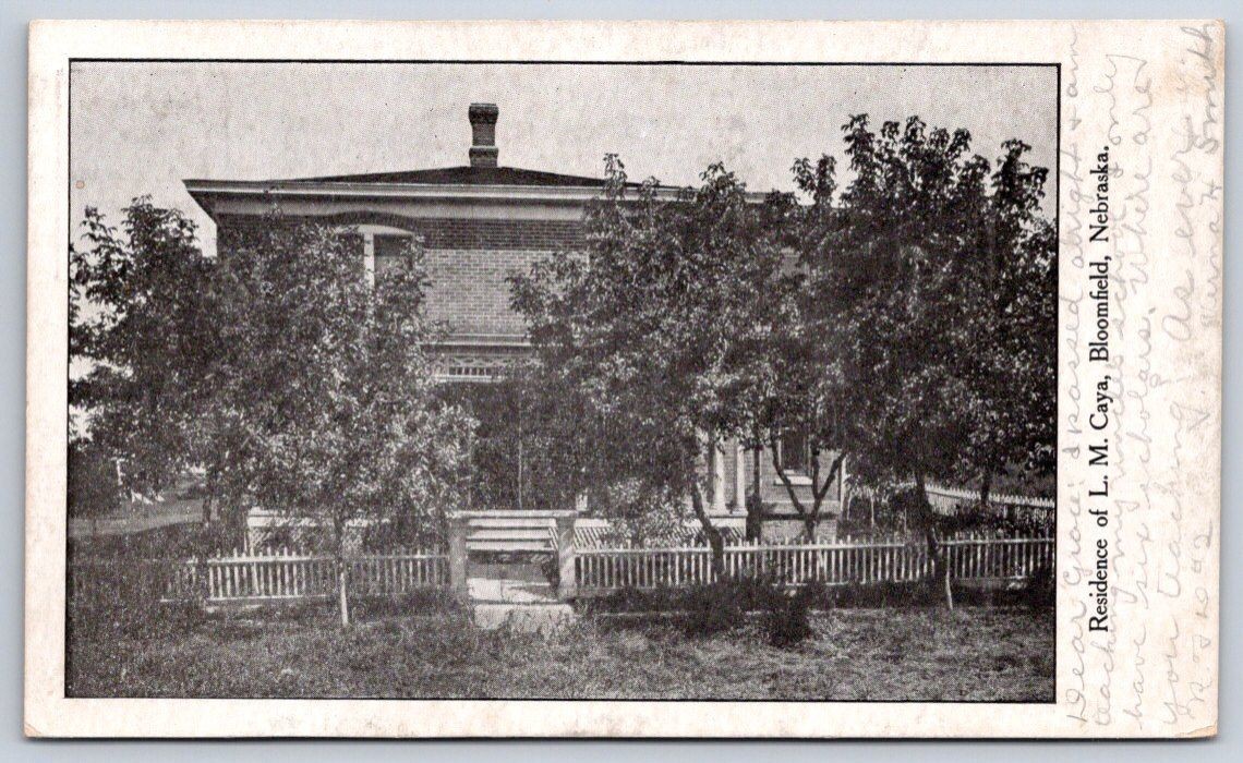 Plainview Nebraska BLOOMFIELD Residence of L. M. Caya 1908 RPPC