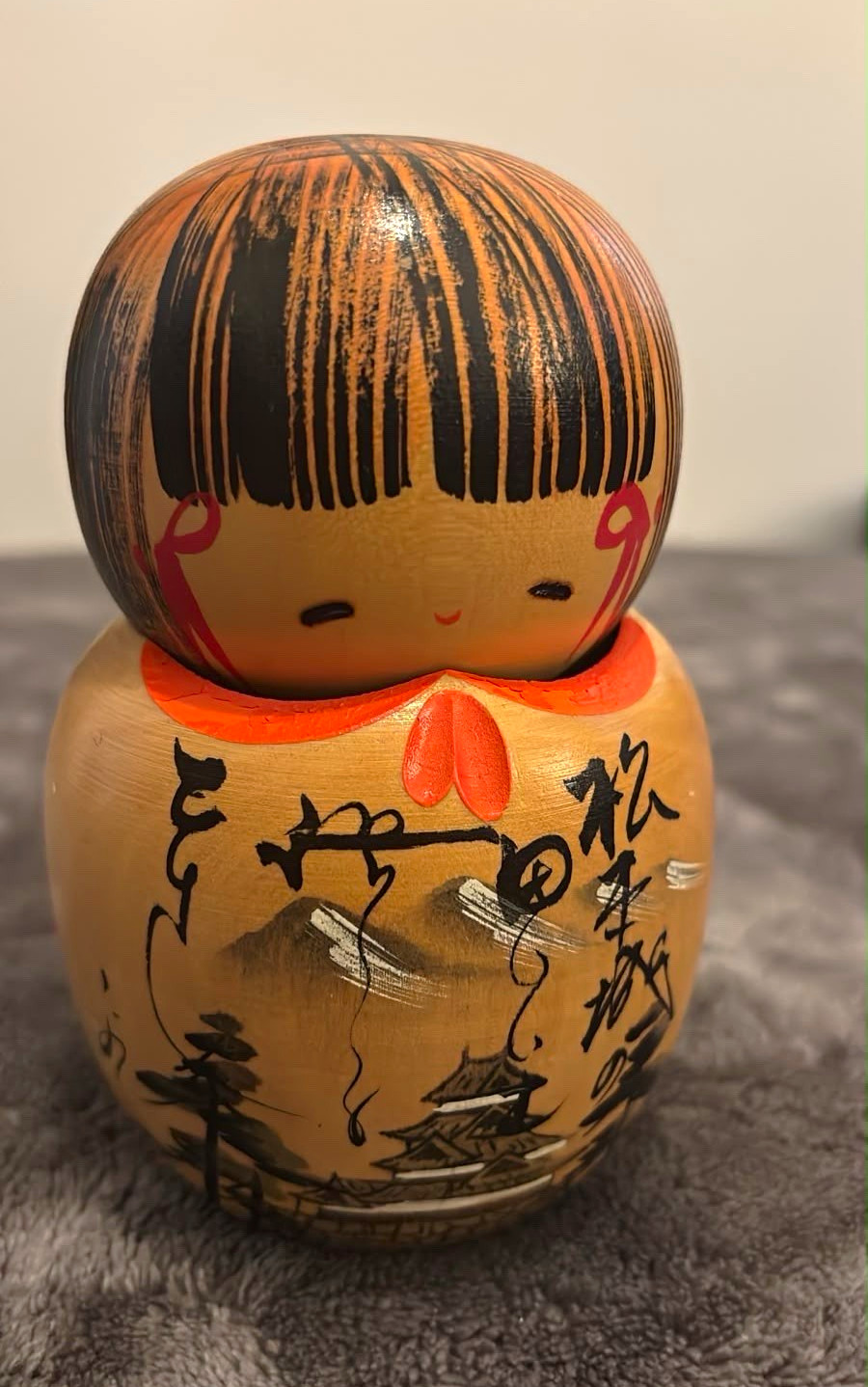Vintage Japanese Creative Kokeshi Doll Matsumoto Castle Wooden Folk Art Craft 5\