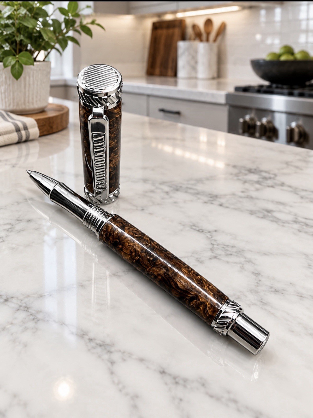Ultra Rare African Blackwood Burl Rollerball Executive or Heirloom Pen