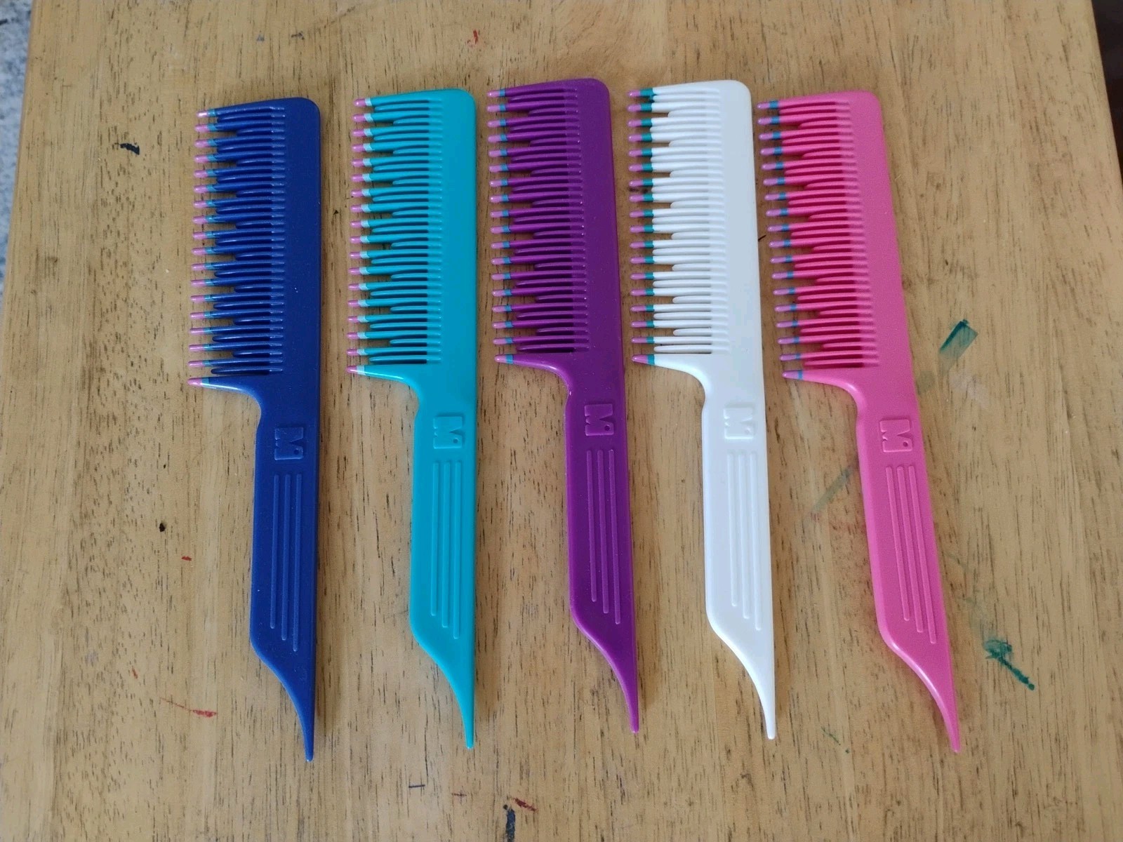 (2) Vintage 90's Mebco The Tease Comb Dipped Hair Combs 