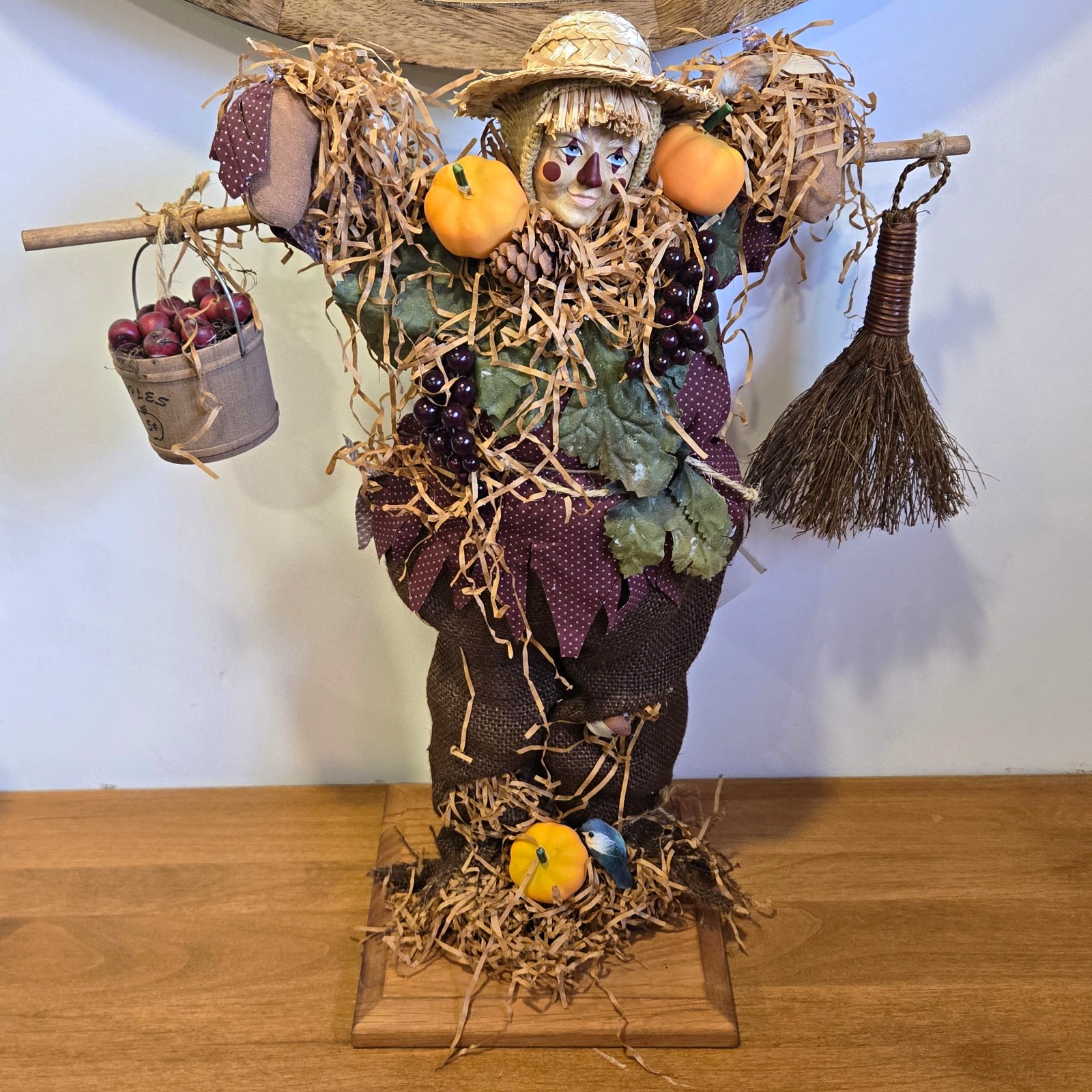 Vtg '93 Lynn Haney Collection Scarecrow Pumpkin Fall Figurine #129 SIGNED HTF