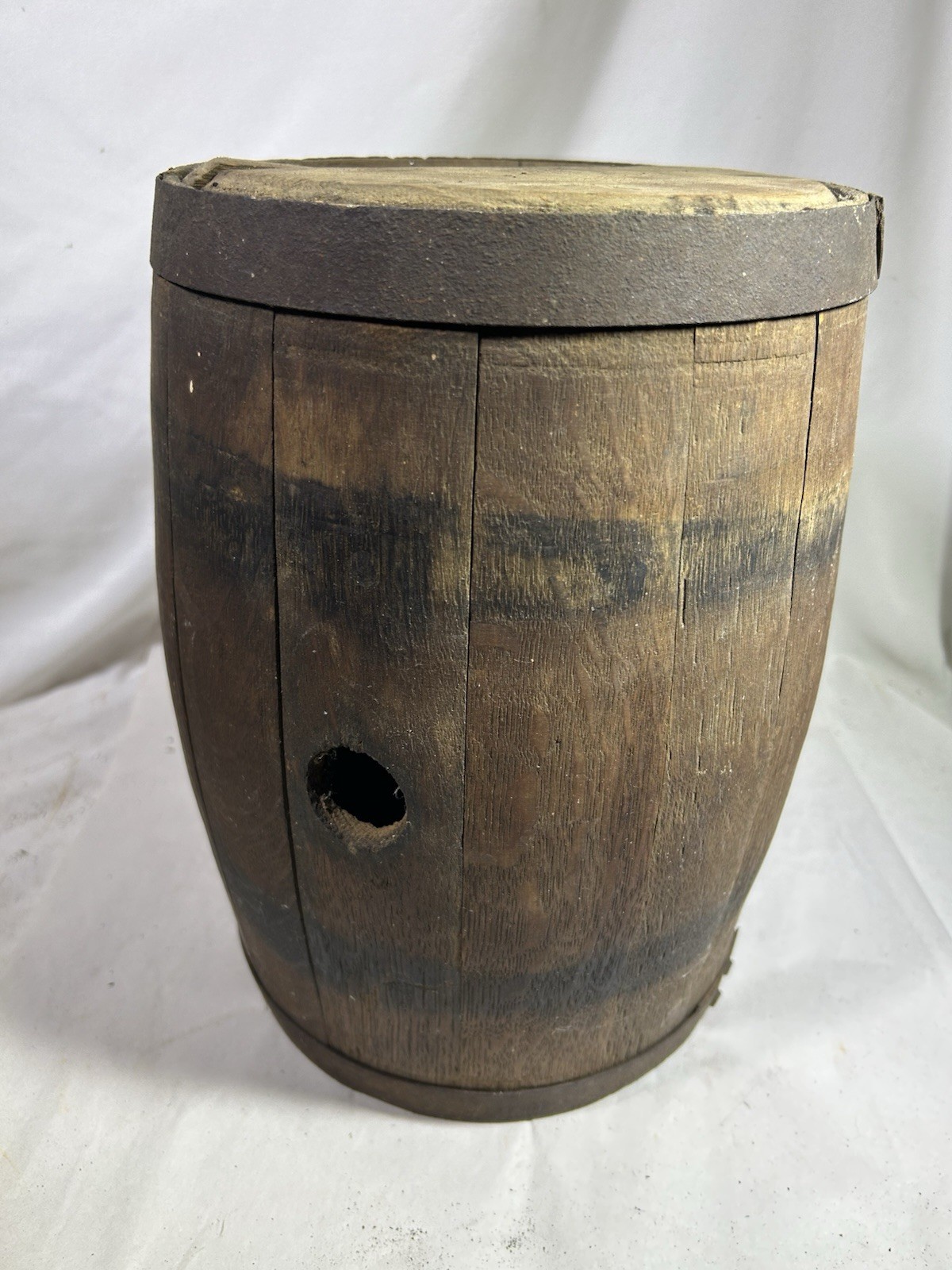 Antique Vintage Wooden Keg Whiskey Barrel with Bung Hole Oak Barrel Small