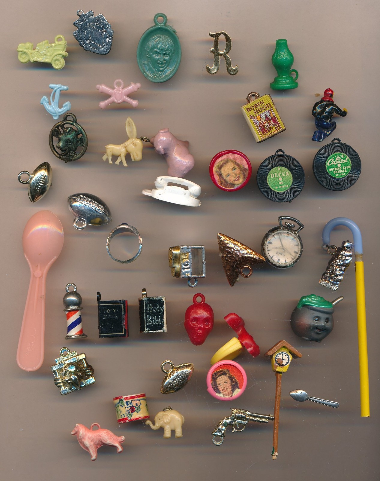 Vintage Cracker Jack Gumball Toy Prize Charm Lot 40 Pieces EPPY Clock