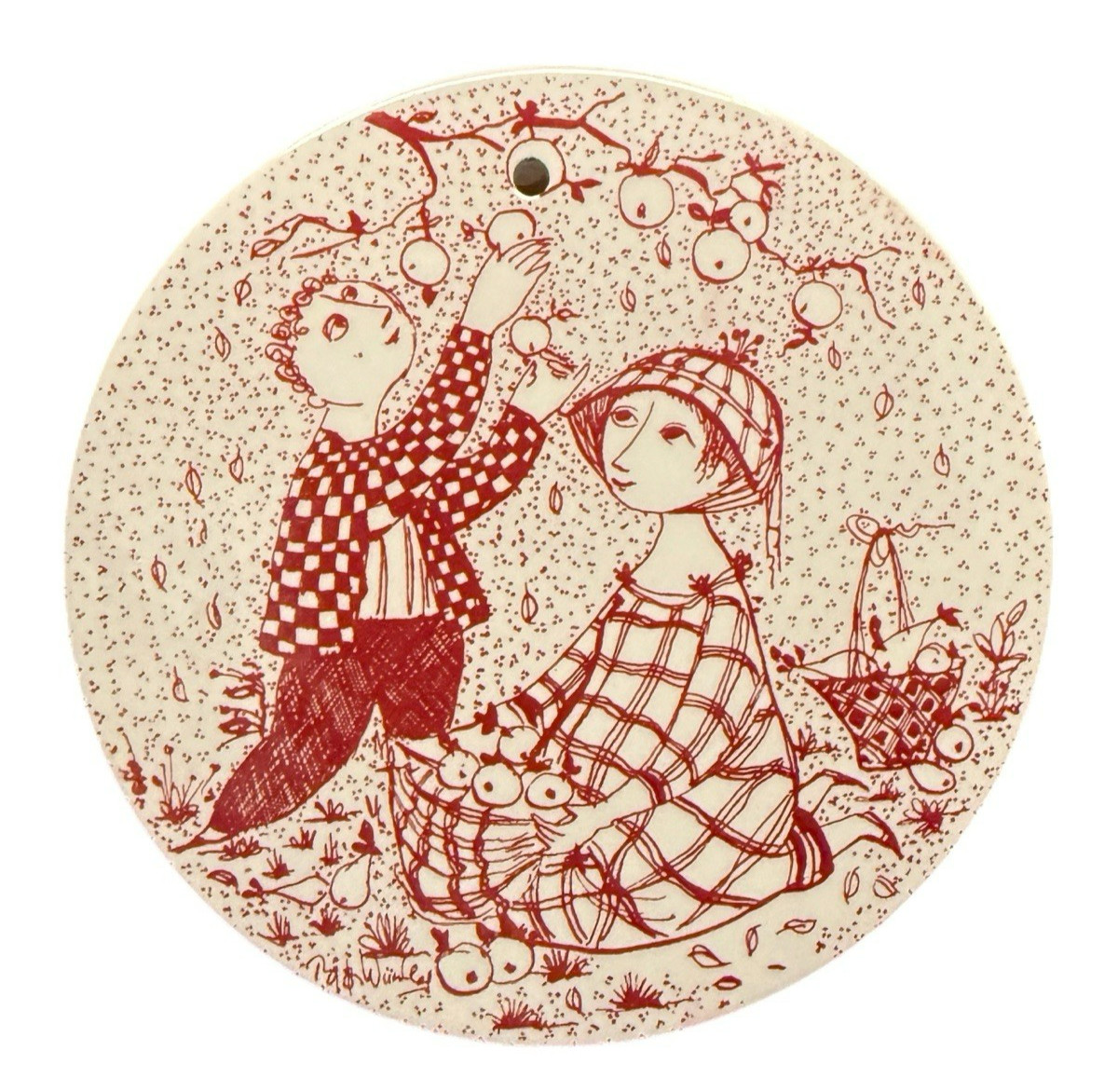Nymolle Denmark Red & Ivory Oktober Paradis by Bjorn Wiinblad Wall Hanging Nymolle Denmark Red & Ivory Oktober Paradis by Bjorn Wiinblad Wall Hanging