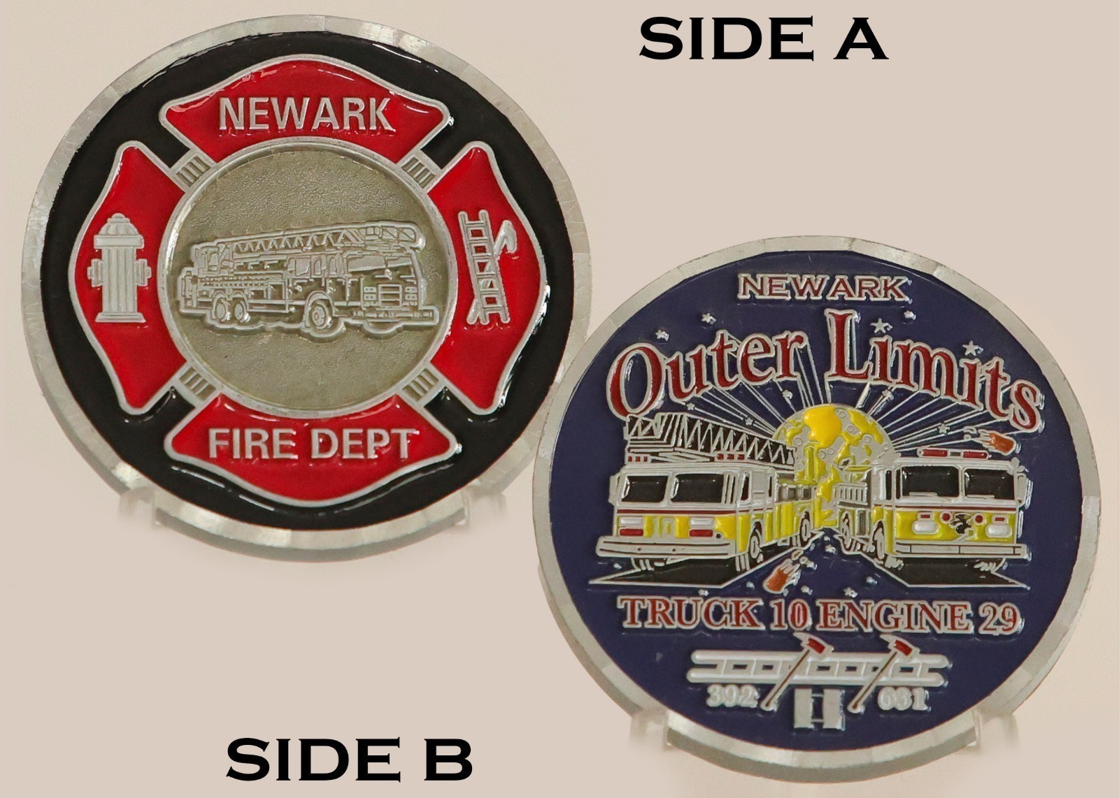 Newark Fire Dept Outer Limits Truck 10 Engine 29 Challenge Coin  4#B
