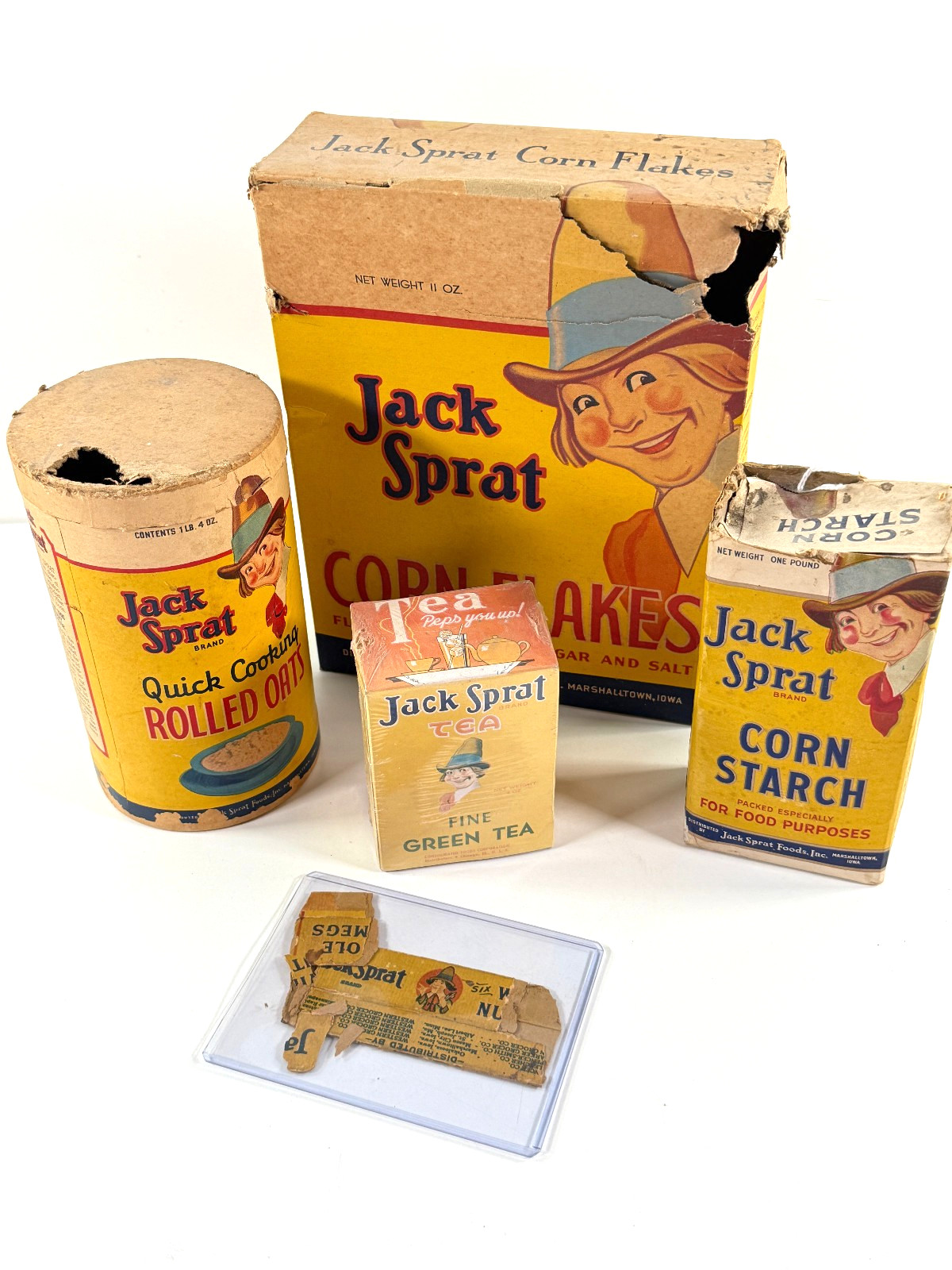Lot (x5) Jack Sprat Rolled Oats Corn Flakes Starch Green Tea nutmeg boxes