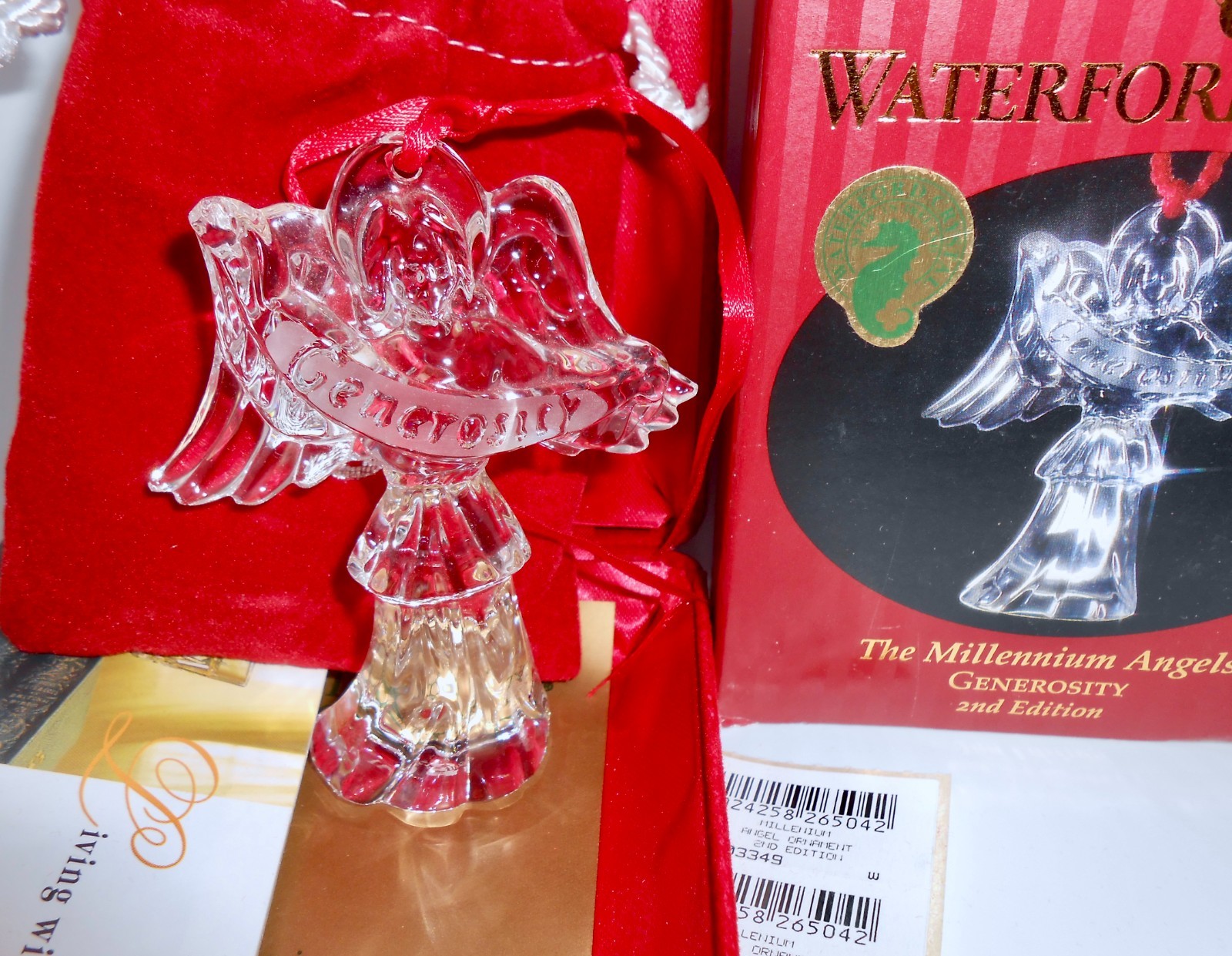 1998 Waterford GENEROSITY Angel Ornament 2nd Edition MILLENNIUM ANGELS H71