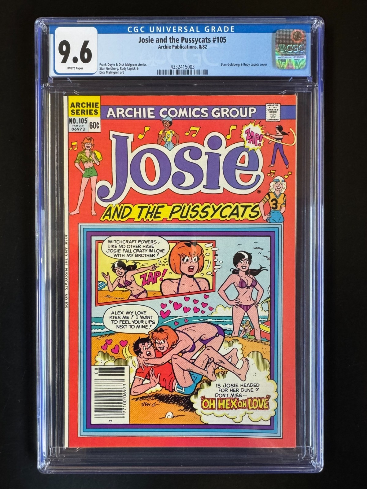 JOSIE AND THE PUSSYCATS #105 CGC 9.6  SINGLE HIGHEST GRADED - WP - EXCEL Registr