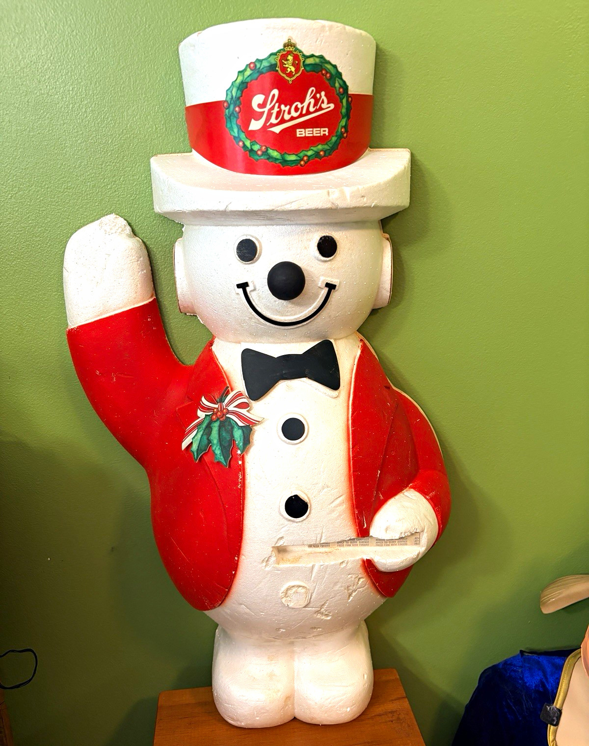 Vintage Stroh\'s Beer Christmas Styrofoam Snowman Advertising Store Display 26” Vintage Stroh\'s Beer Christmas Styrofoam Snowman Advertising Store Display 26”