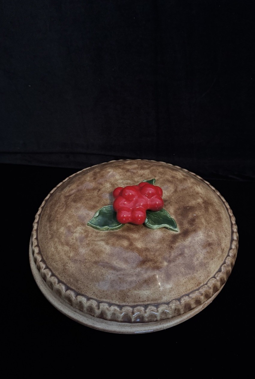 Vintage Studio Pottery Lidded Dish Berry Signed Hodge Podge Livingston TX 1981