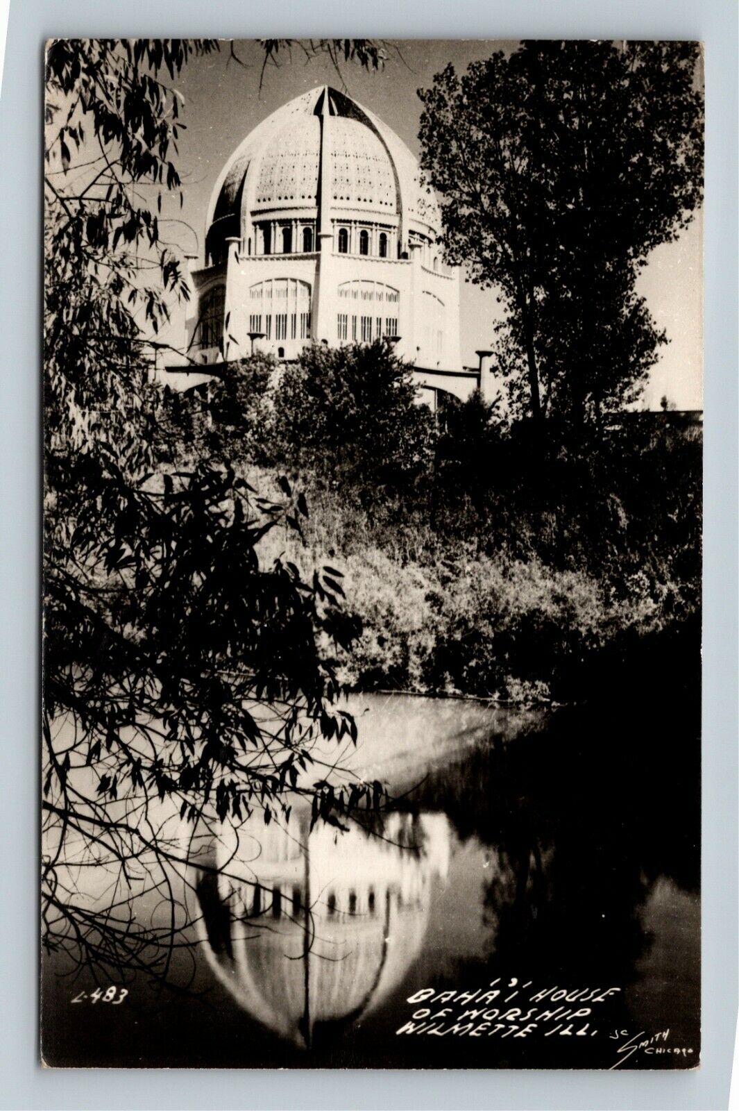 RPPC Wilmette IN Baha\'i House Worship Reflection Indiana Vintage Postcard