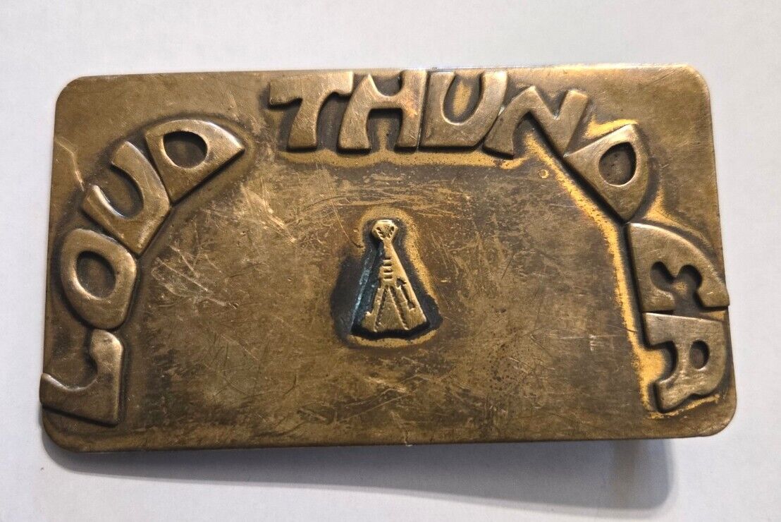 Vintage LOUD THUNDER SCOUT RESERVATION Boy Scout Solid Brass BELT BUCKLE BSA