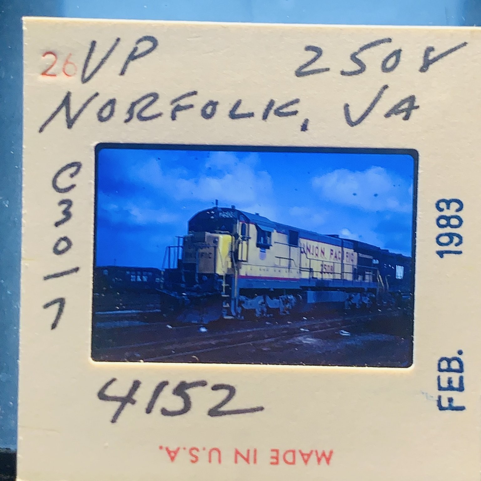 Union Pacific Locomotive 2508 Norfolk VA 1983 Original 35mm Train Slide