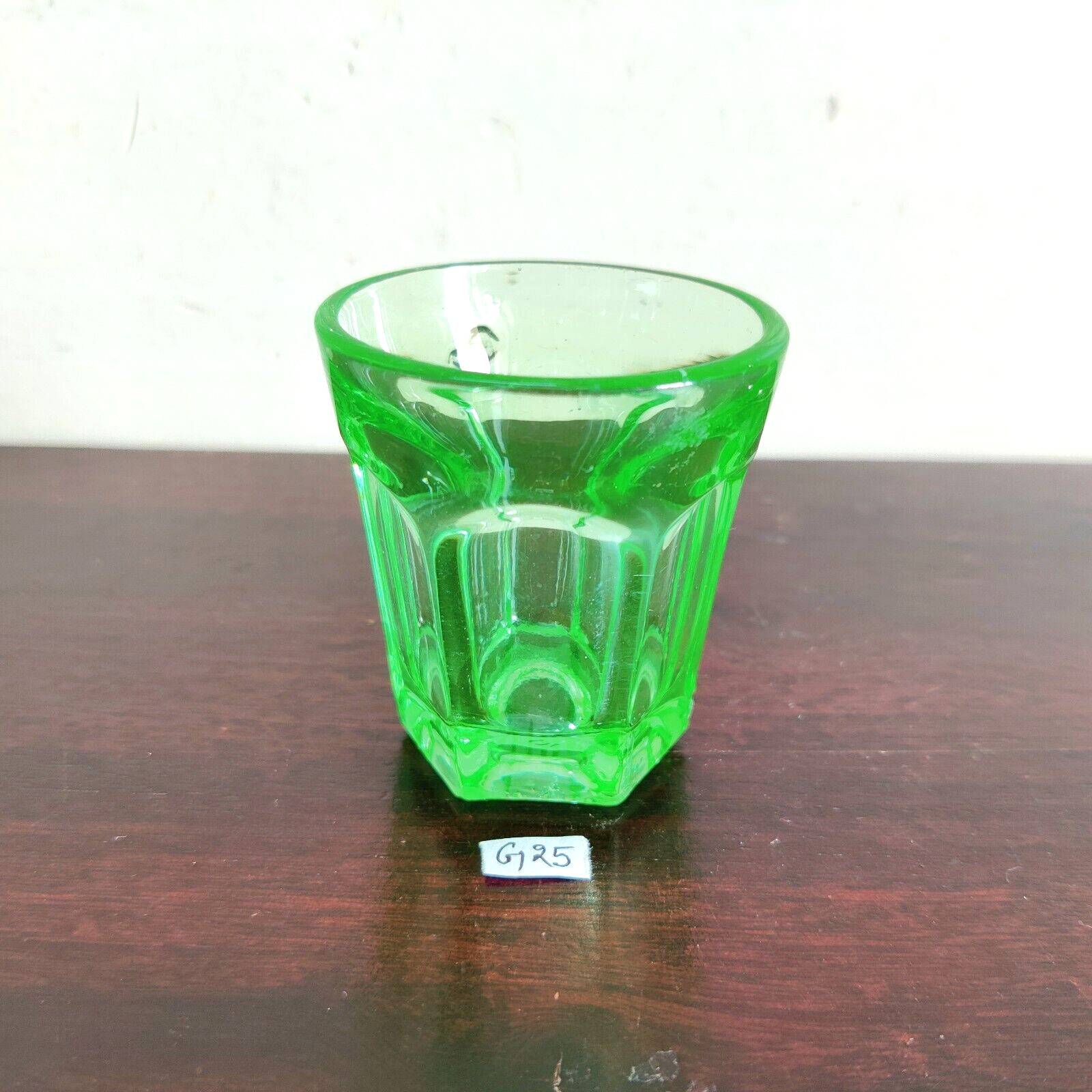 Vintage Green Glass Tequila Shot Tumbler Belgium Decorative Collectible GT2