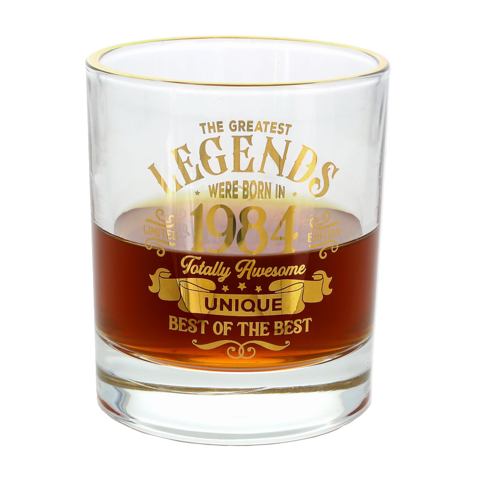 Pavilion Gift 1984 Old Fashioned Rocks Glass 8 oz Birthday Drinkw, Clear, Gold Pavilion Gift 1984 Old Fashioned Rocks Glass 8 oz Birthday Drinkw, Clear, Gold